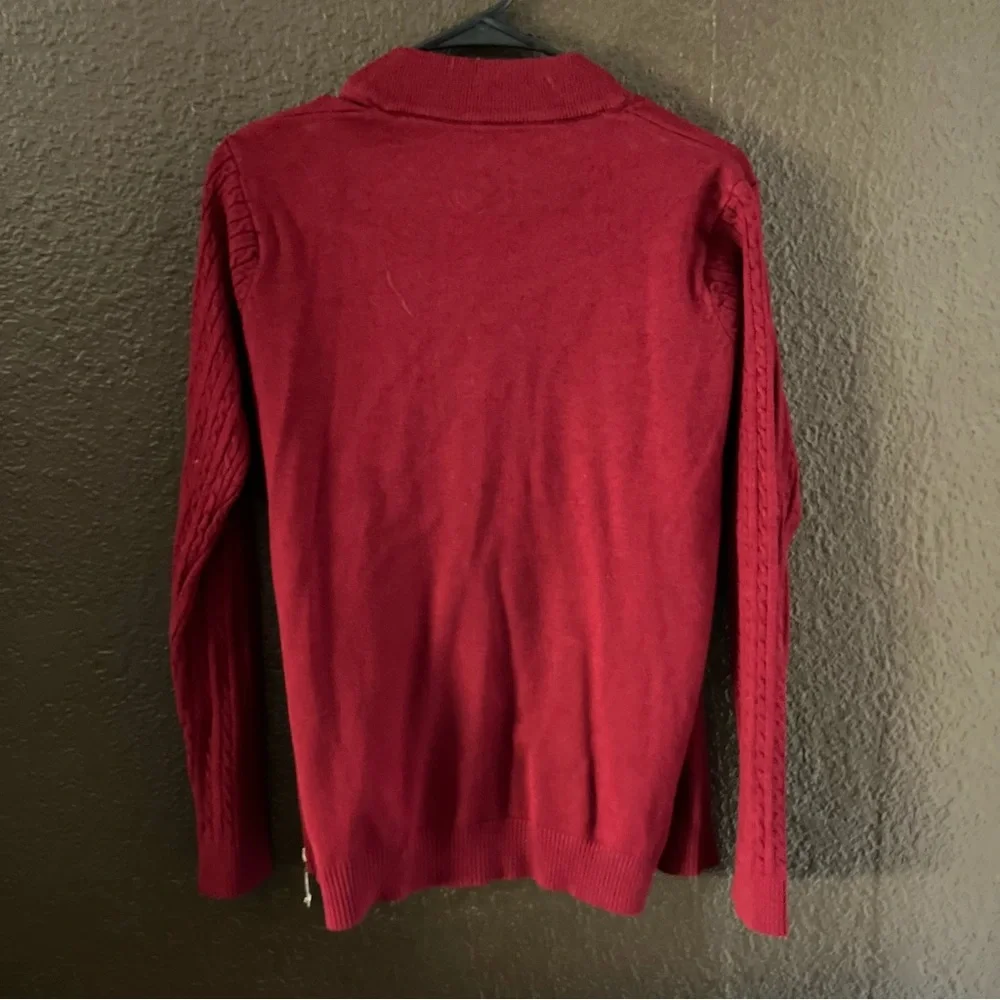 Red Knit Zip Down Sweater, Tag Missing - size small / medium, Soft Material